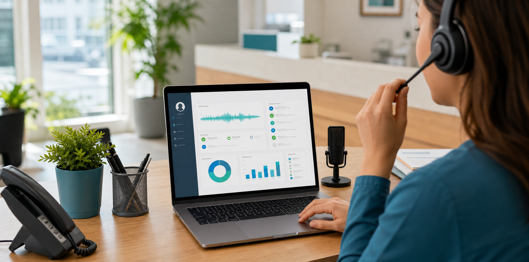 Small business operator reviewing a voice agent dashboard